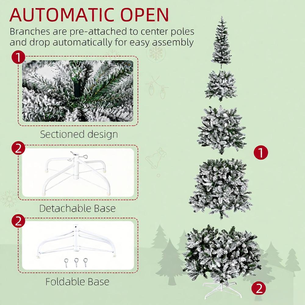 Snow-Flocked Slim Pine Artificial Christmas Tree