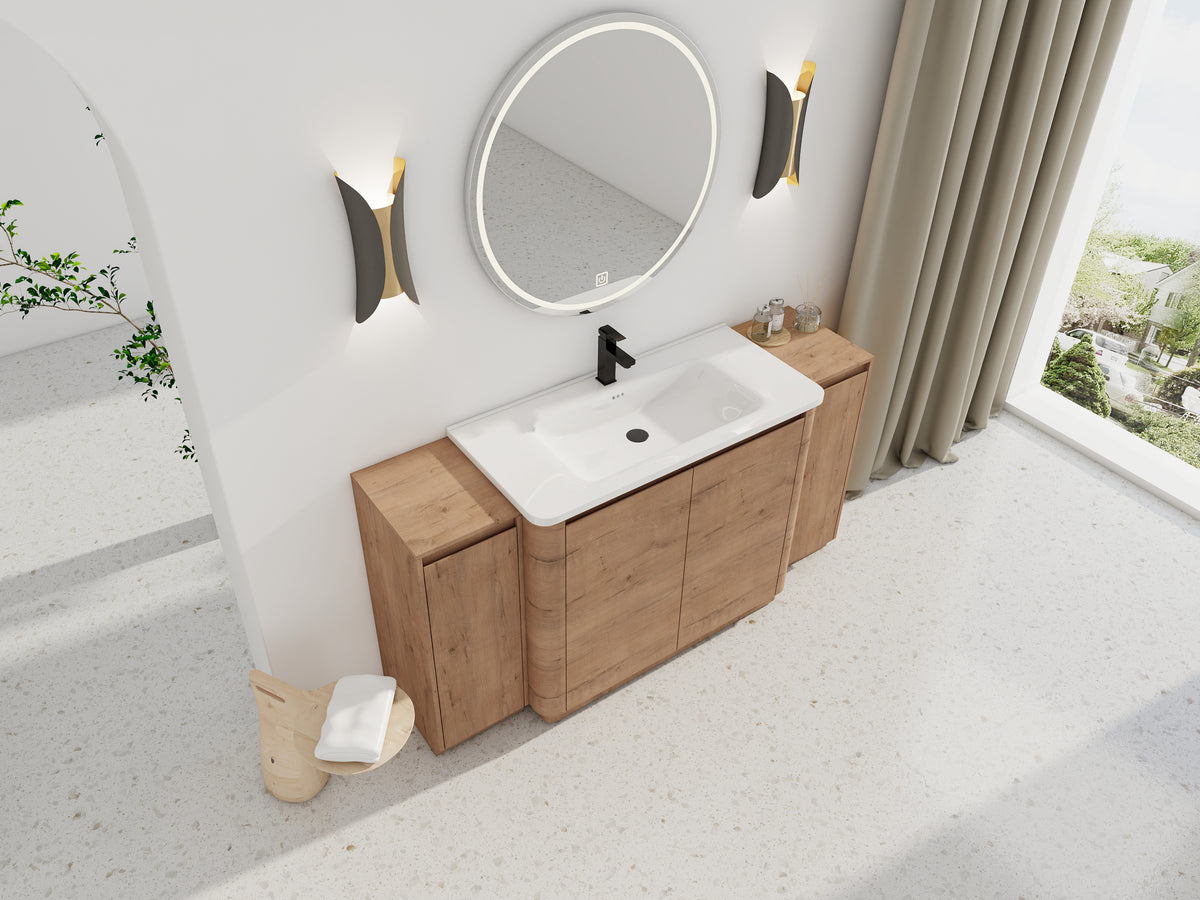 64'' Freestanding Bathroom Vanity with Ceramic Sink - Plywood