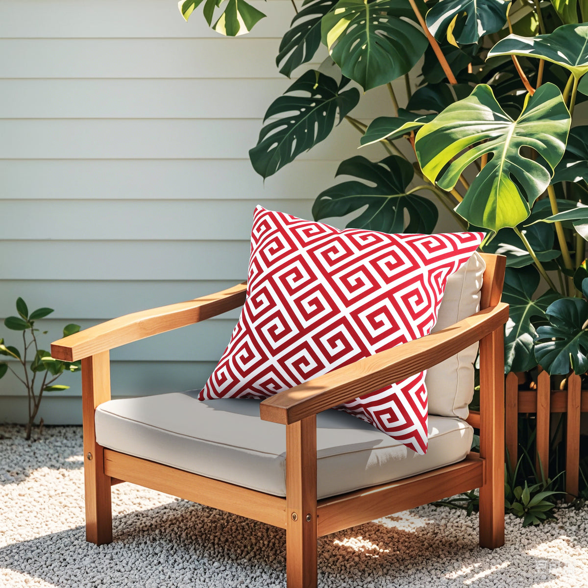 6 Pack Outdoor Pillow Covers - Red Greek Key