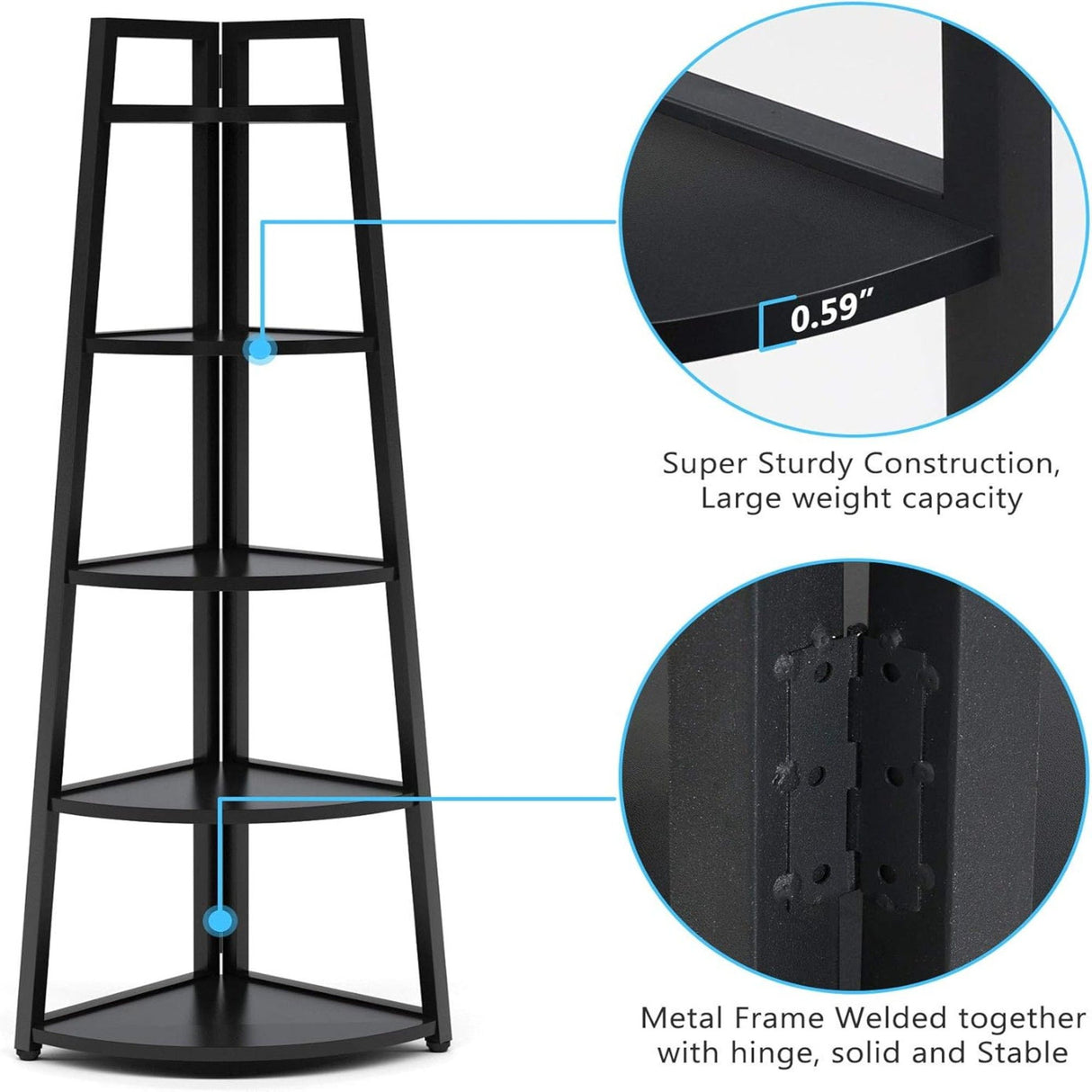 Tall 5 Tier Corner Bookshelf For Living Room