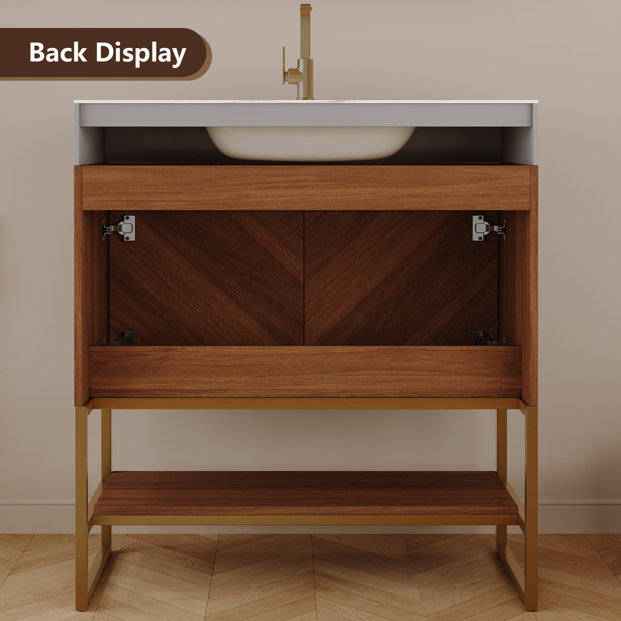 29.9" Modern Free-standing Bathroom Vanity with Ceramic Sink