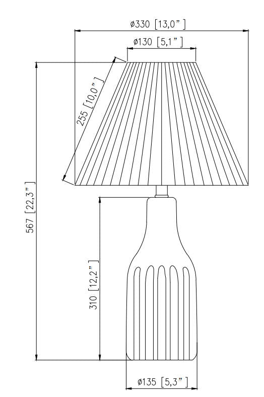 22.3-Inch Ceramic Table Lamp with Folding Pleated Shade, White