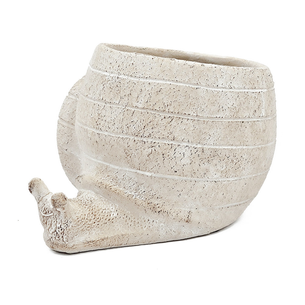 Decorative Cement Planter with Abstract Design - Natural Finish