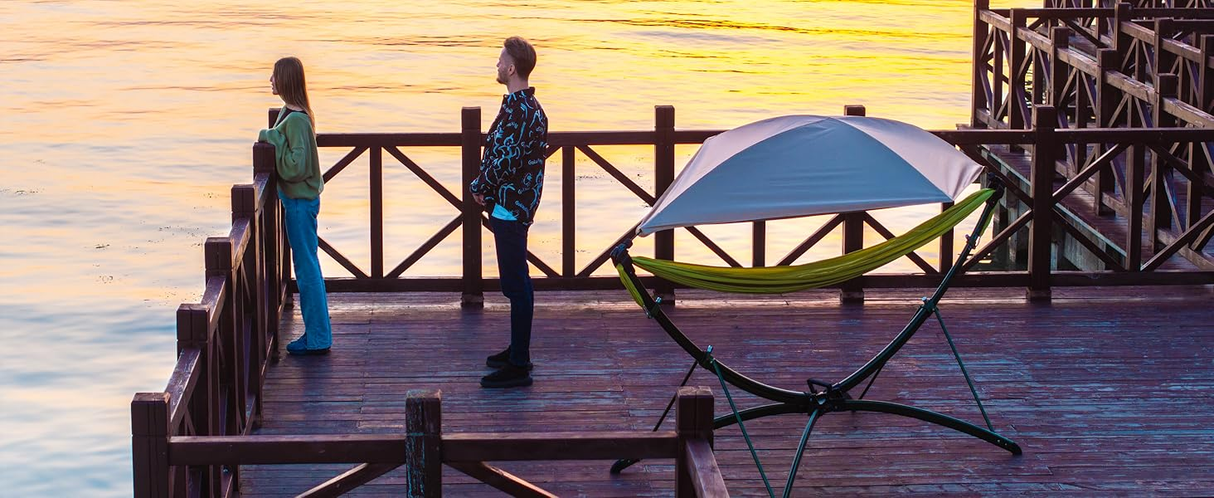 Portable Outdoor Hammock with Quick-Fold Stand and Adjustable Sunshade