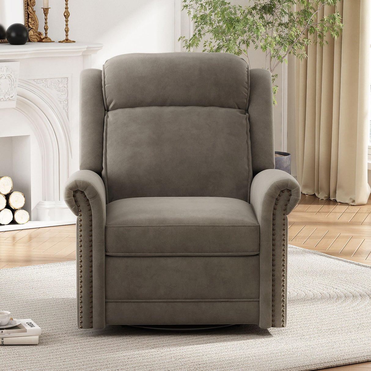 360 Degrees Swivel Recliner Manual Rocking Recliner Home With Adjustable Backrest - Best Buy Furniture