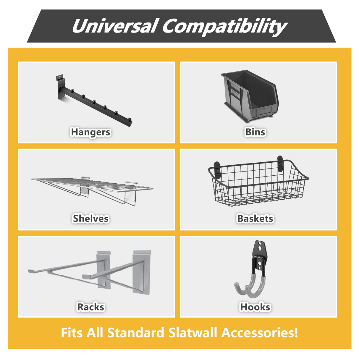 Heavy Duty PVC Slatwall Garage Organizer, 8ft x 4ft