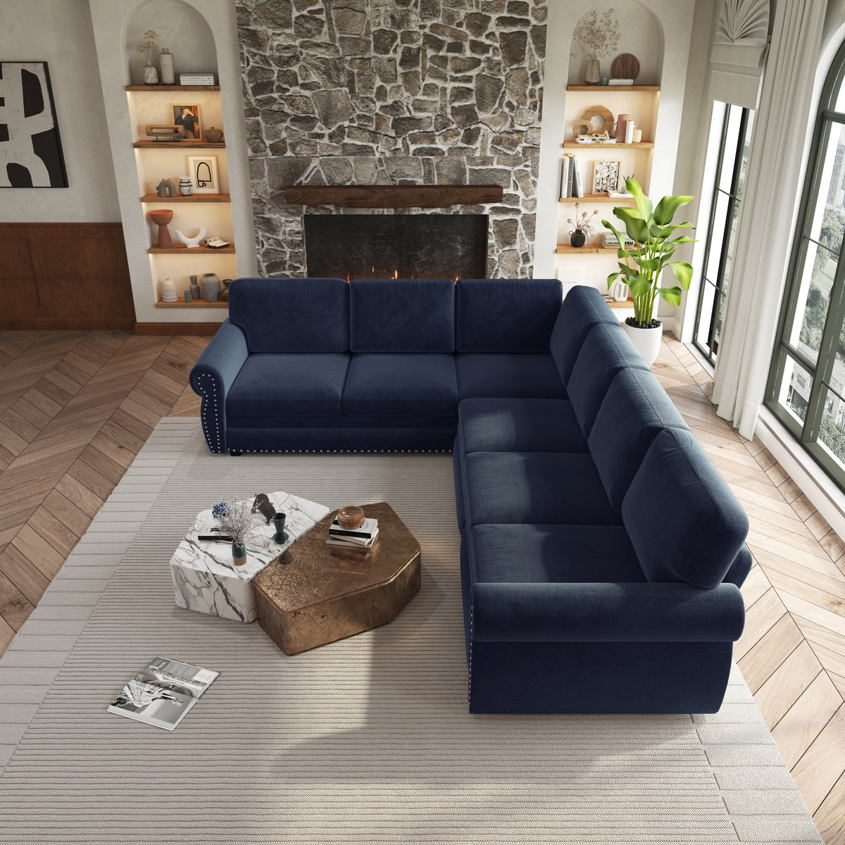 118" L-Shaped Convertible Sleeper Sofa