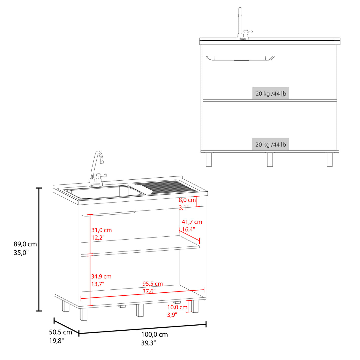 Gold Utility Sink Cabinet with 2 Doors and 3 Shelves
