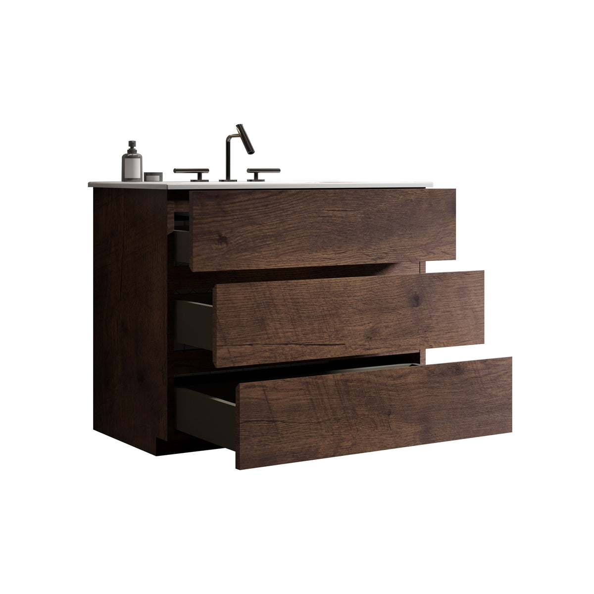 TIA 36-Inch Walnut Bathroom Vanity with Ceramic Sink Basin