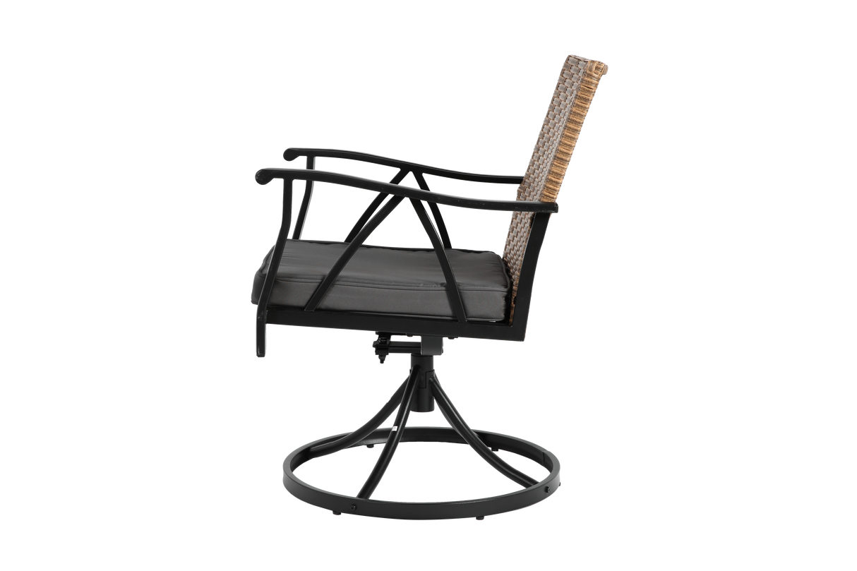 5 Piece Patio Dining Set for 4 with Swivel Rocker Chairs and Steel Table Top