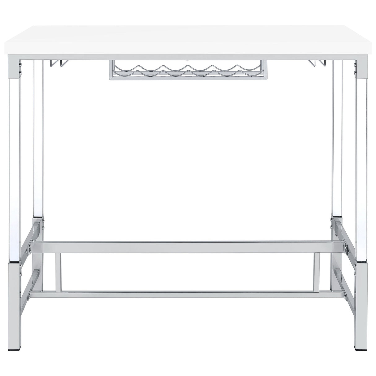 Tonneson - Bar Table With Trestle Base And Wine Storage - White
