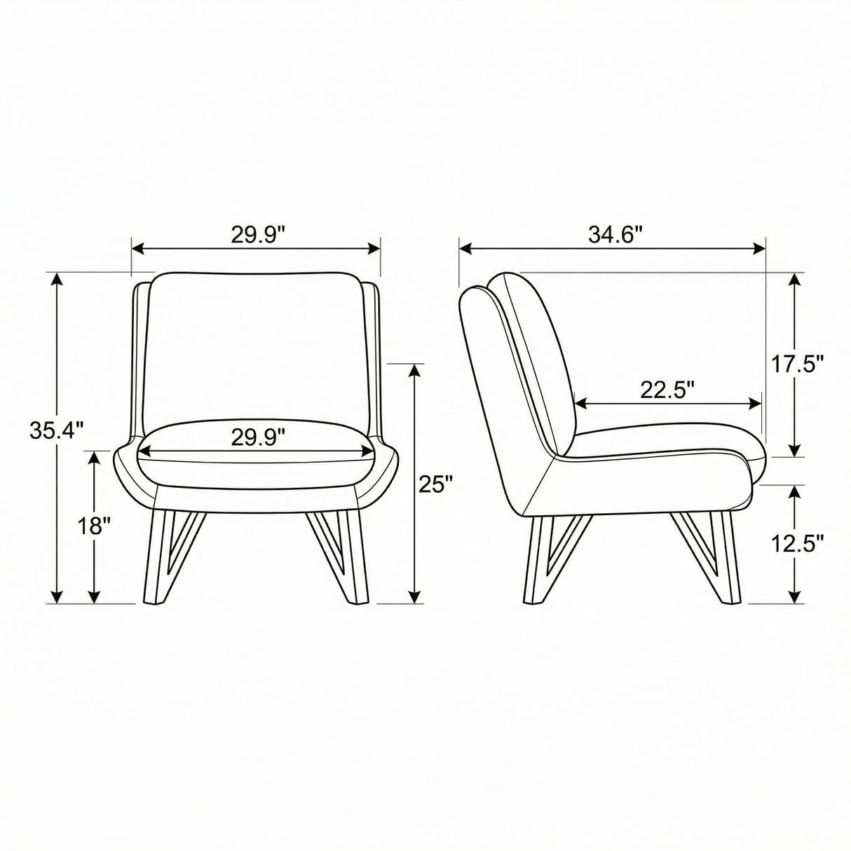 Armless Accent Chair - Dark Navy
