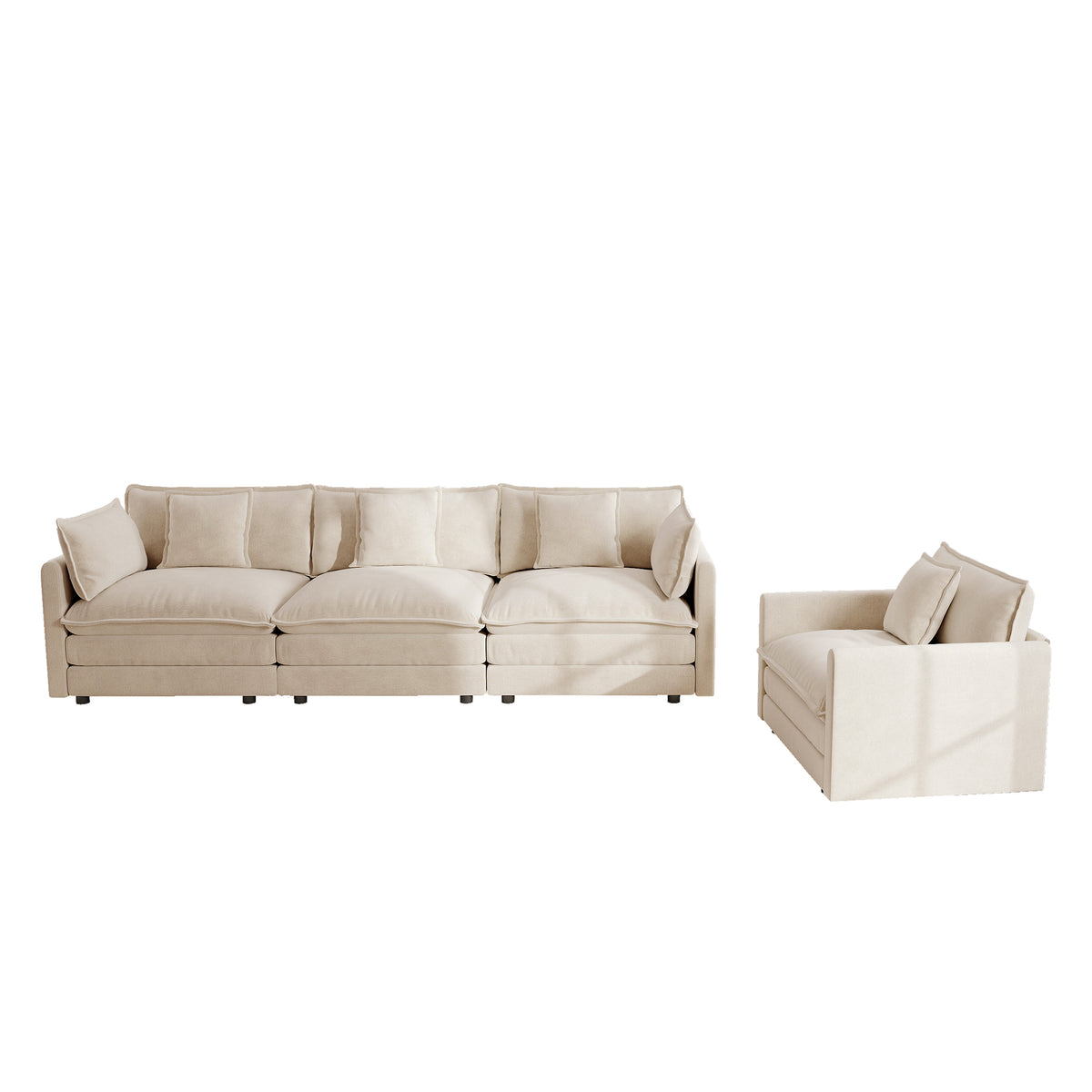 2-Piece Upholstered Sofa Set - Modern Sofa Couches Set