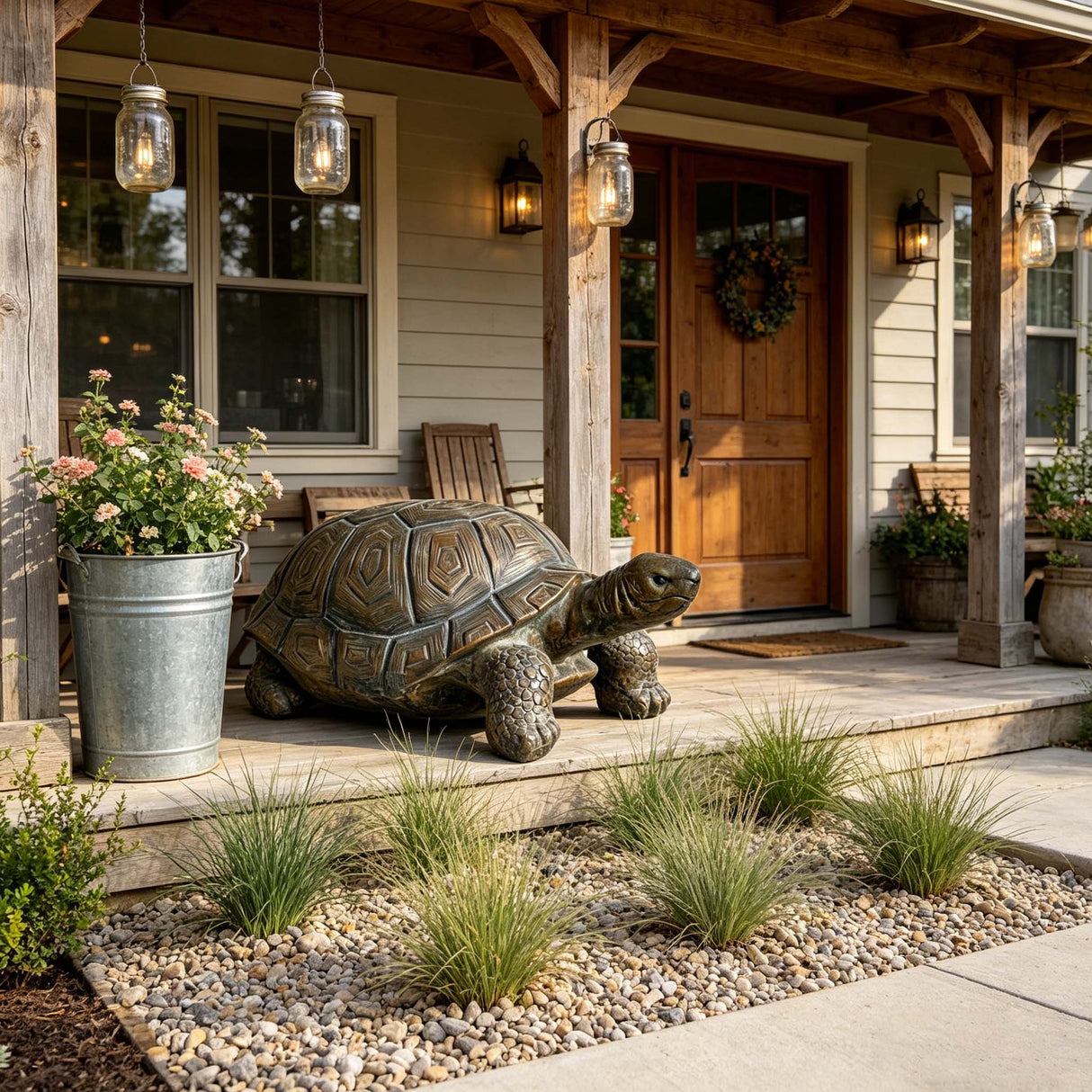 30.51" Long Realistic Tortoise Figurine, 11.22" High Resin Turtle Statue, Large Outdoor Garden Sculpture for Nature Decor & Themed Displays