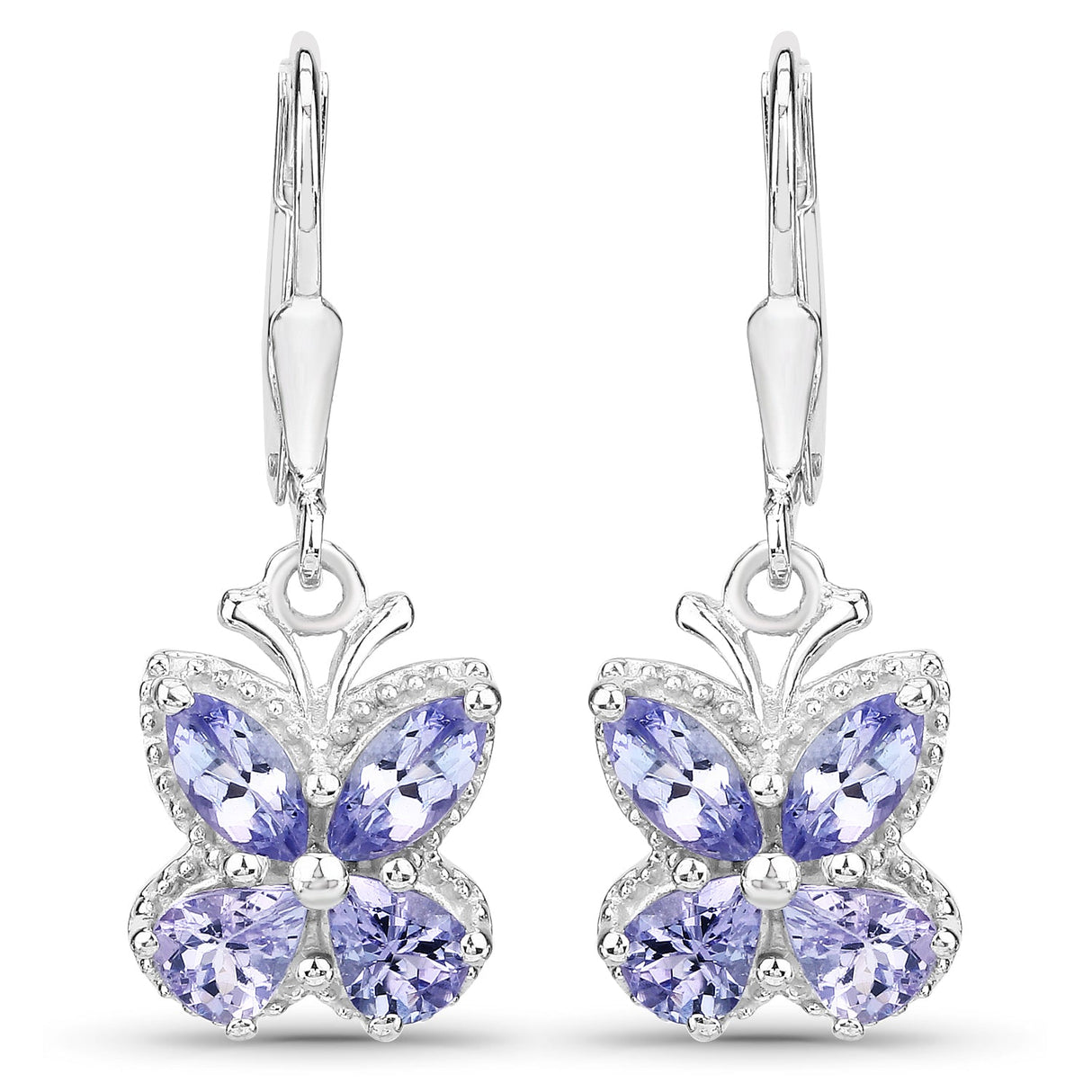 2.08 Carat Genuine Tanzanite .925 Sterling Silver Earrings