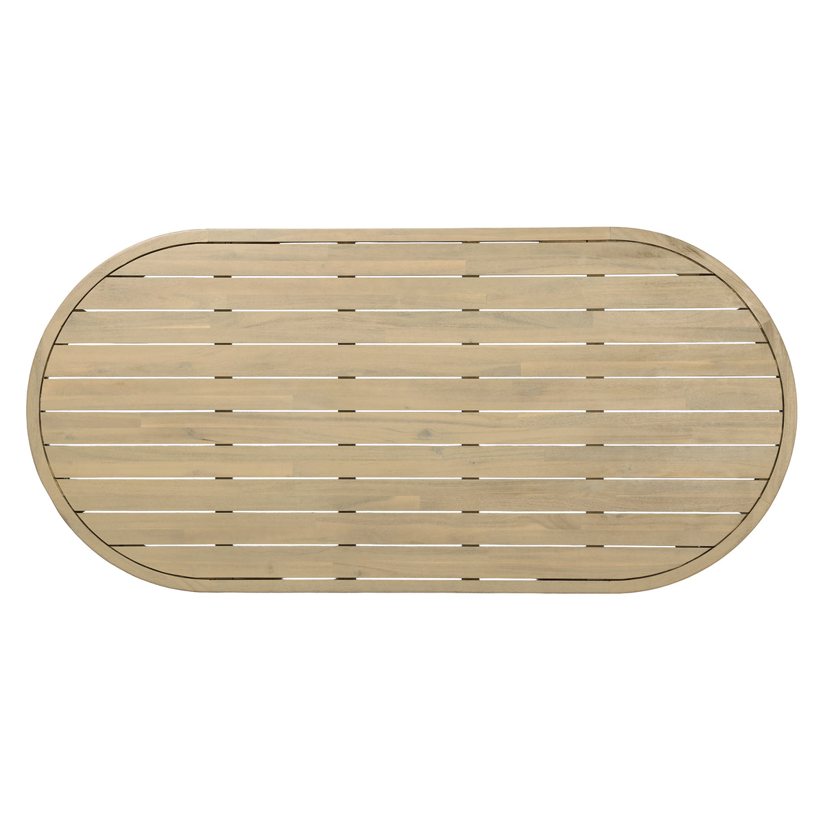 70" Oval Acacia Wood Outdoor Dining Table with Slatted Top