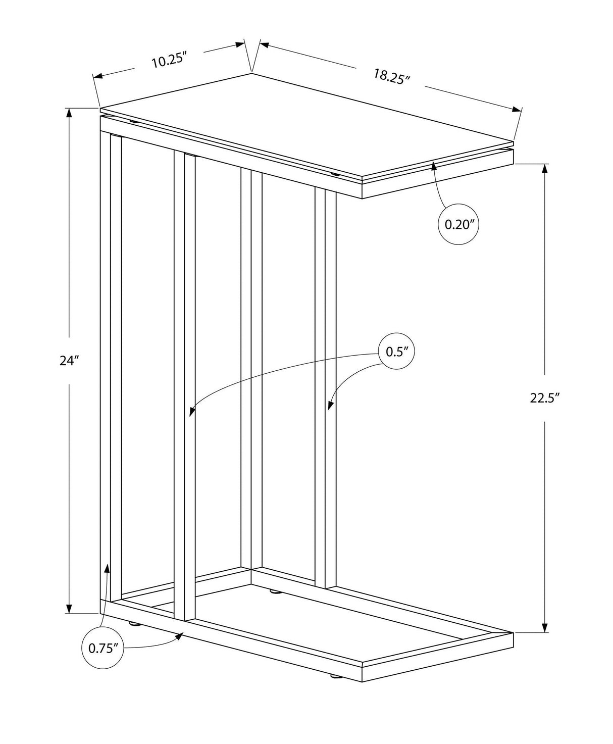 C-Shaped Accent Table For Living Room - Best Buy Furniture