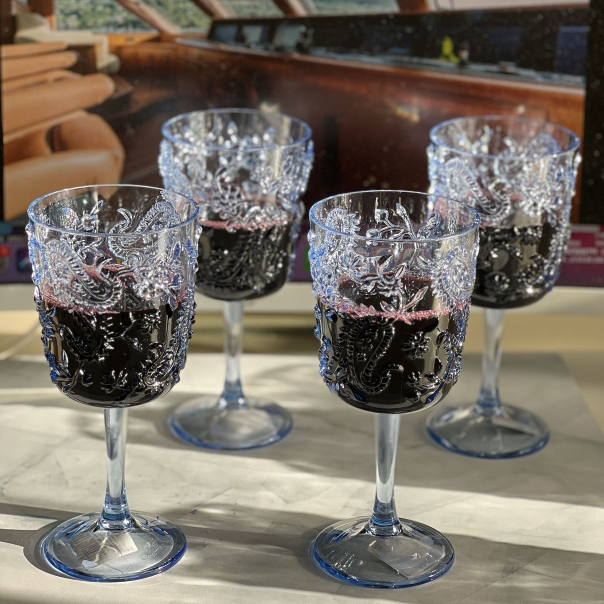 Paisley Acrylic Wine Glasses (Set of 4)