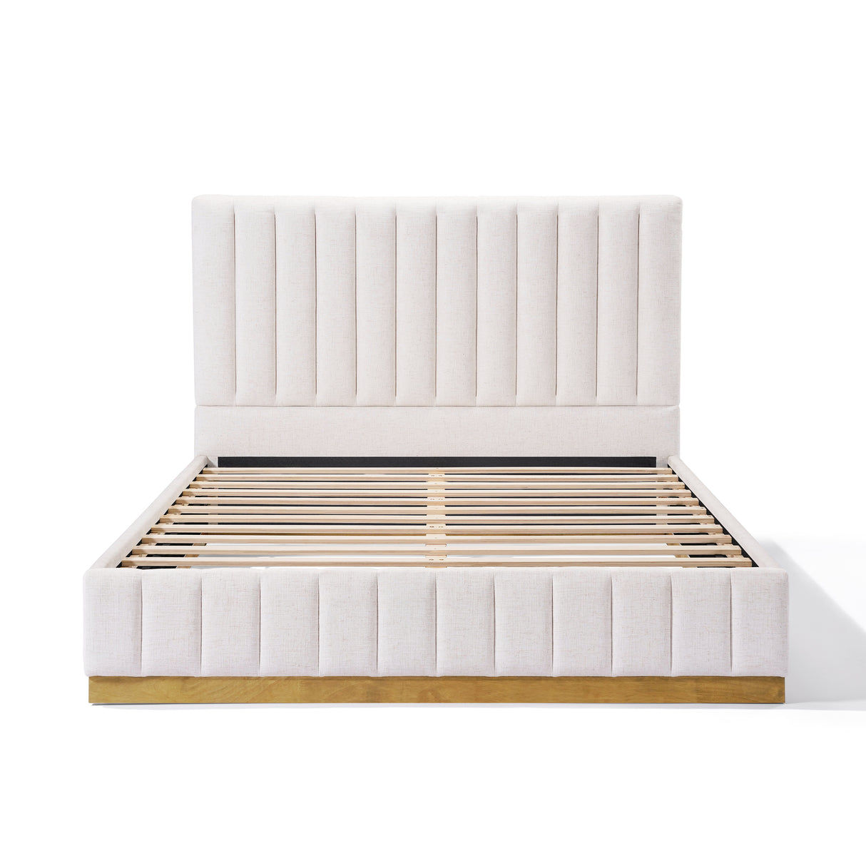 Queen Size Bed Frame With Linen Upholstery