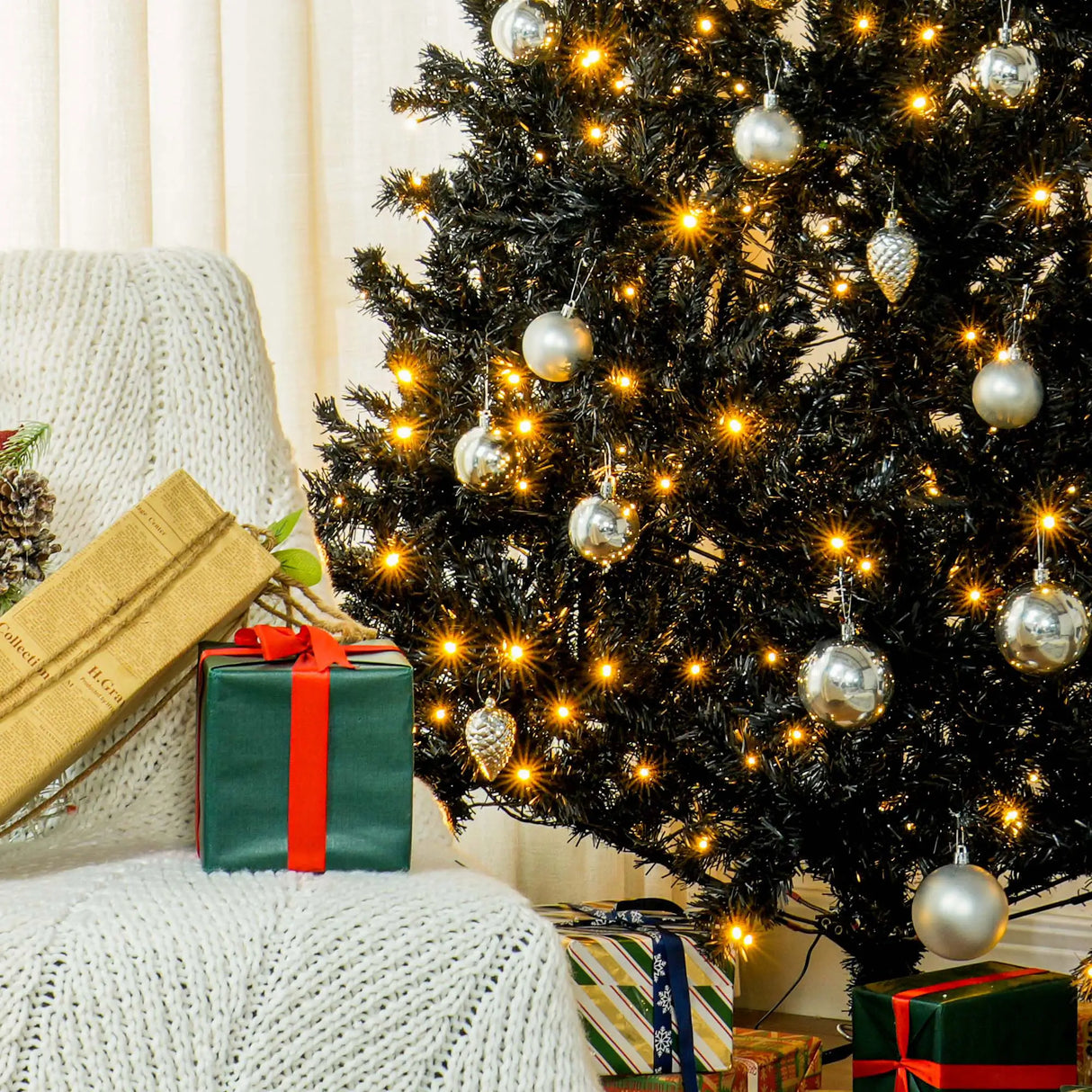 7.5 Ft Tall PreLit Artificial Christmas Tree