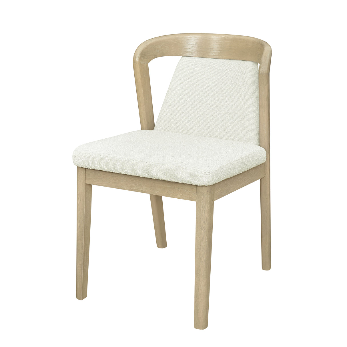 Upholstered Backrest Armless Dining Chairs (Natural Ash + Beige)