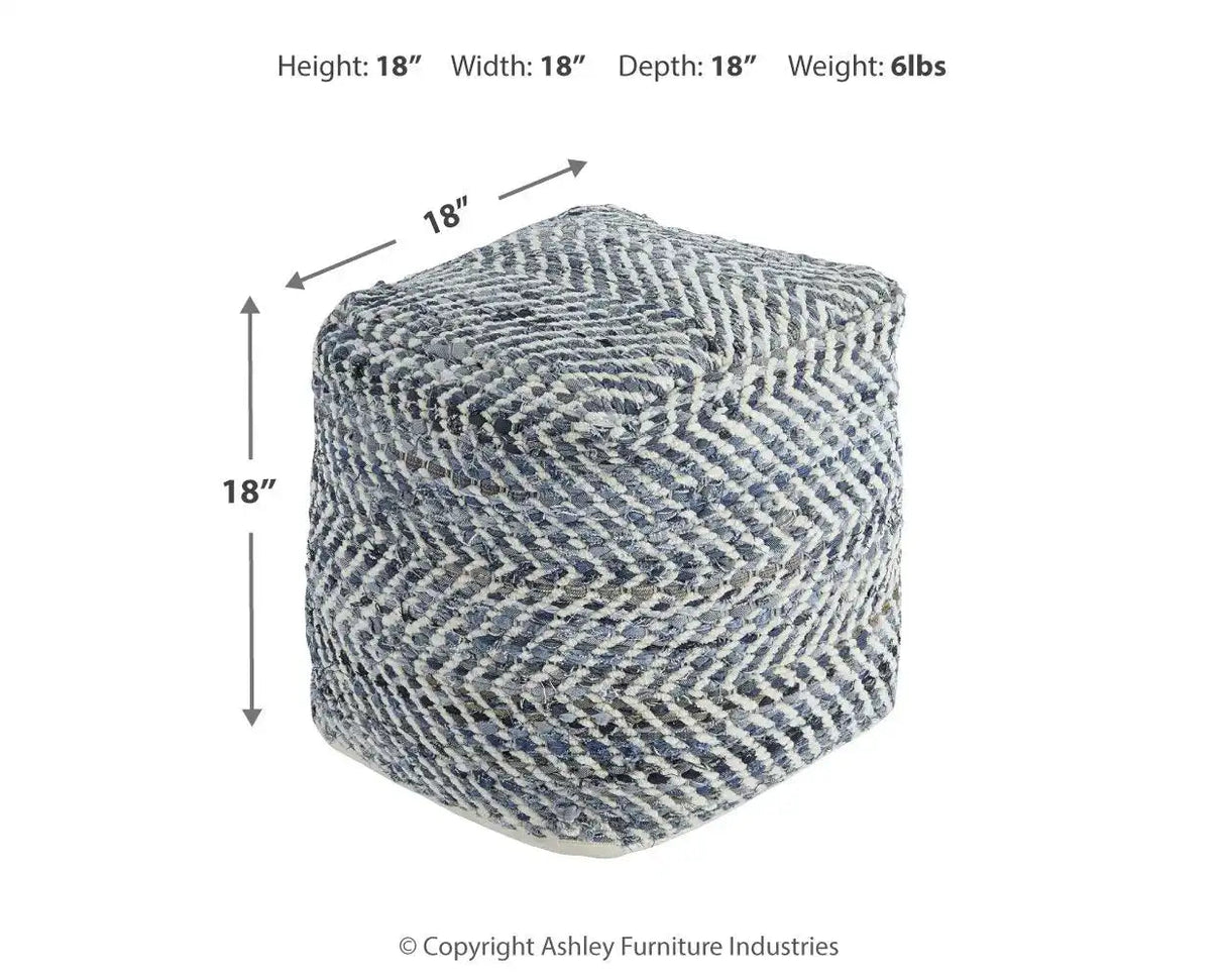 Chevron - Pouf - Blue - Best Buy Furniture