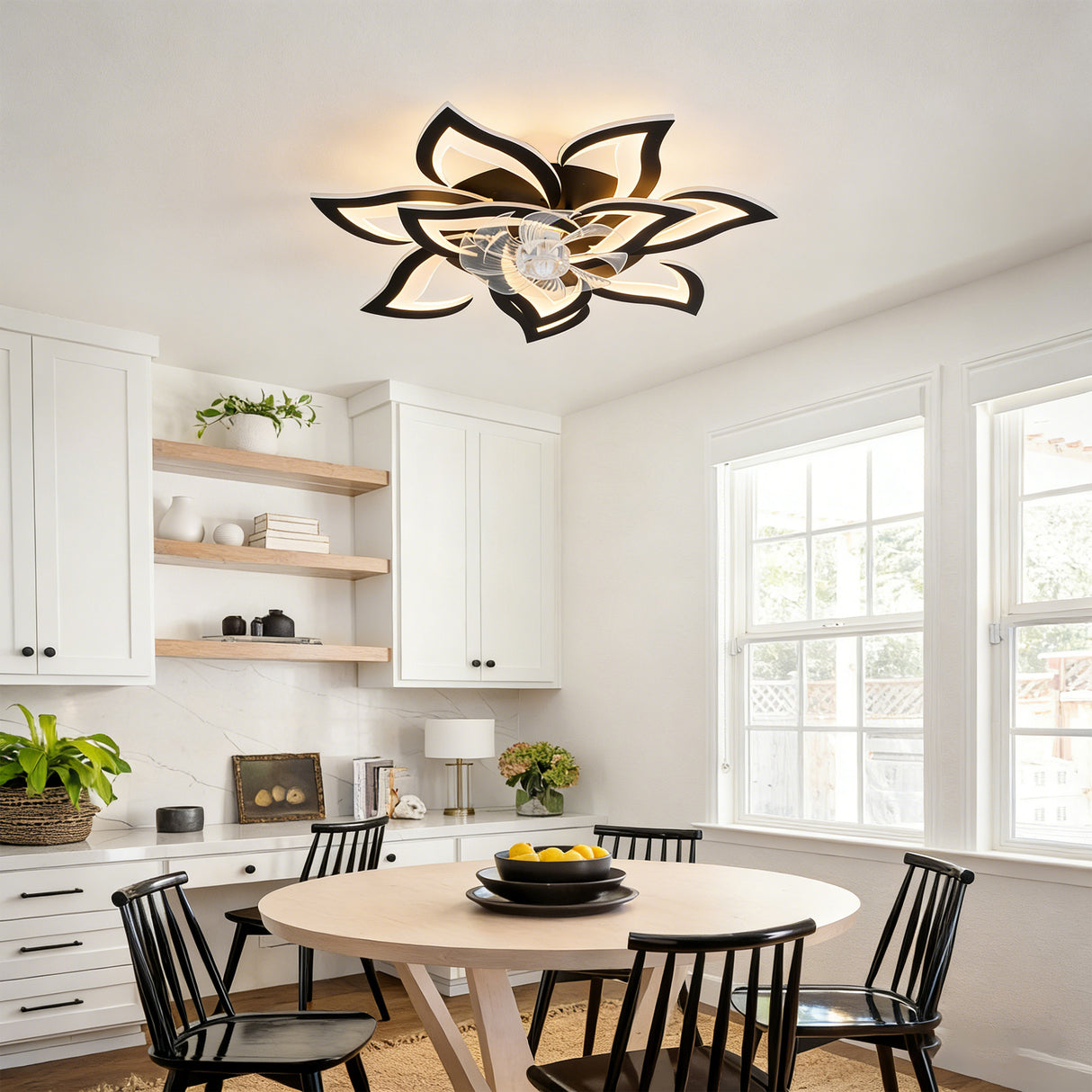 Modern Ceiling Fan with Lights Remote Control, 10 PCS Blades, 32"