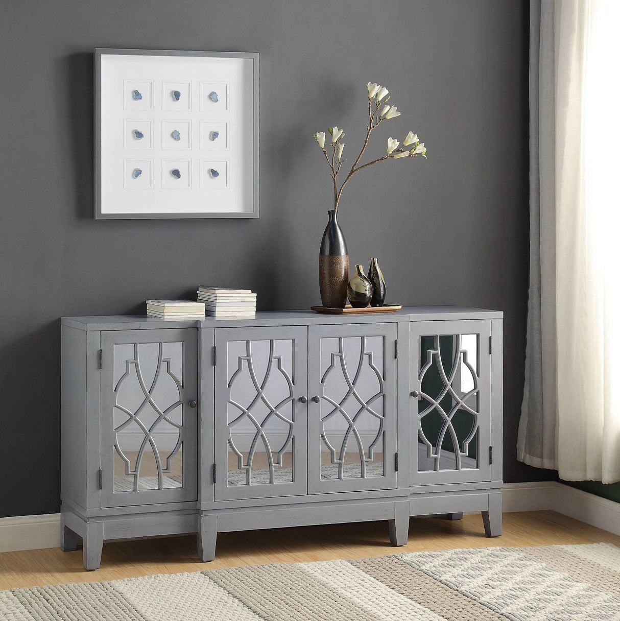 Magdi - Console Cabinet - Antique Gray - Best Buy Furniture