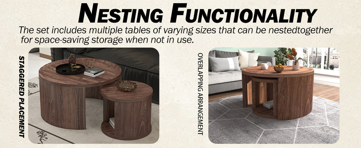 Round Nesting Coffee Table Set of 2