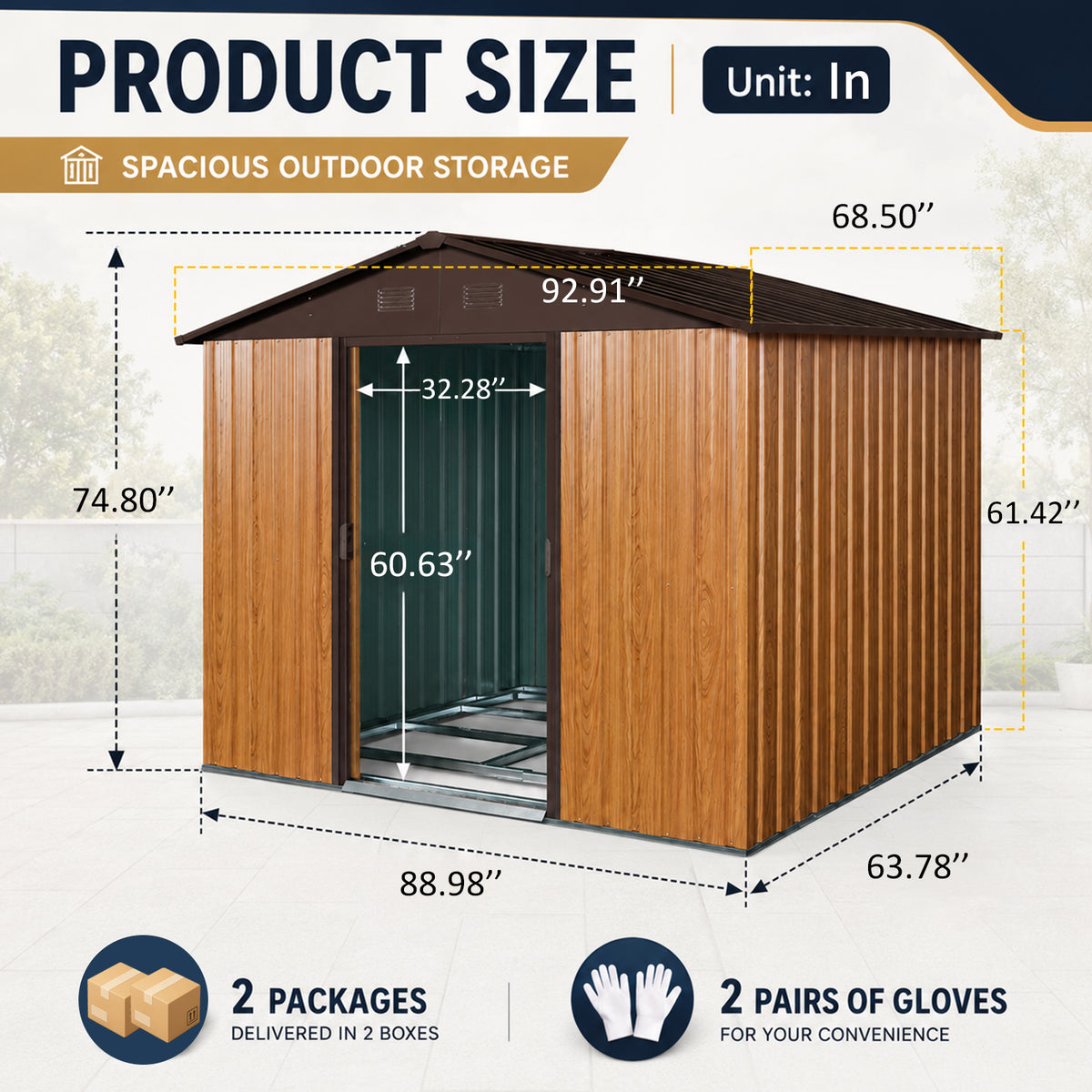 8ft x 6ft Outdoor Metal Storage Shed with Metal Foundation