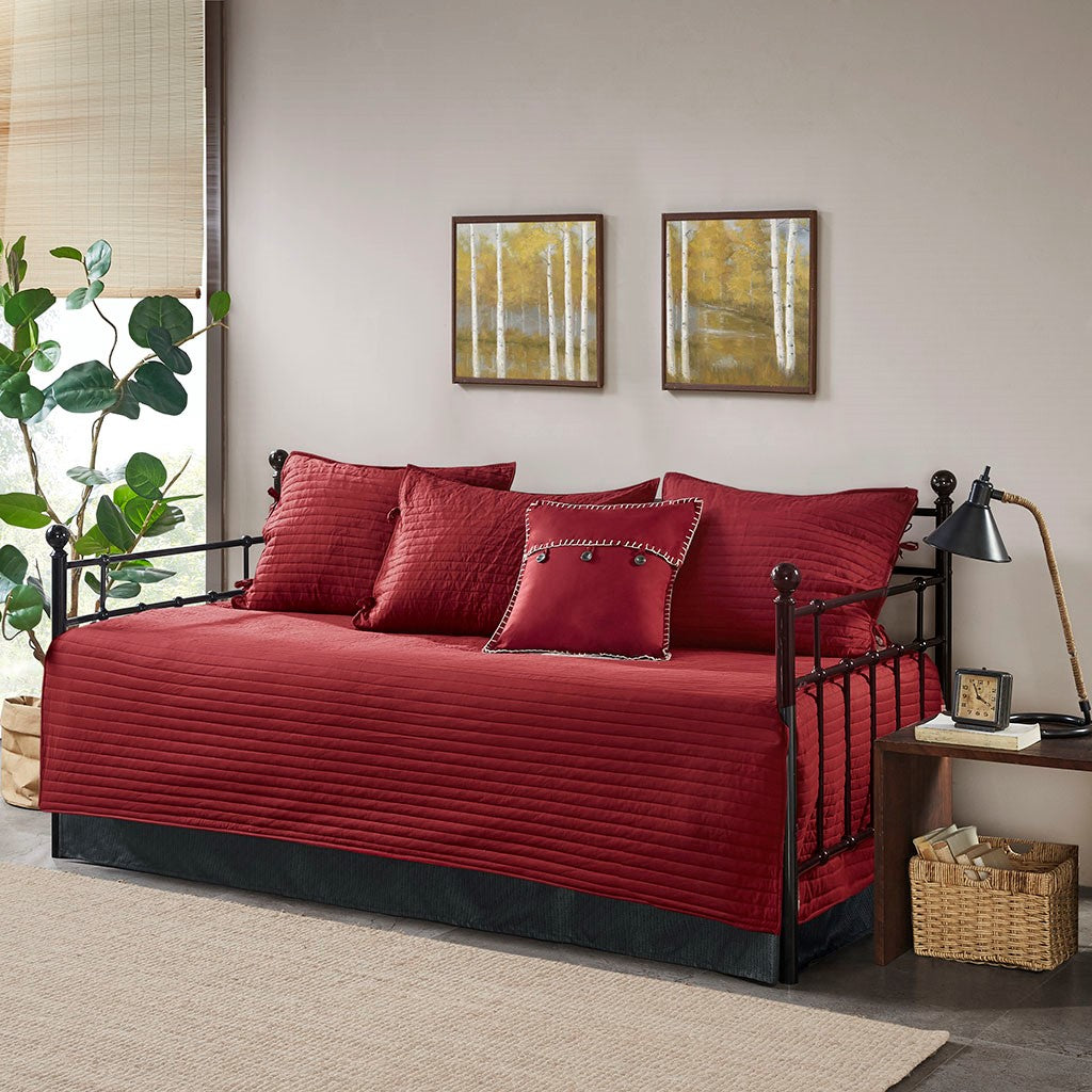 6 Piece Reversible Plaid Daybed Cover Set