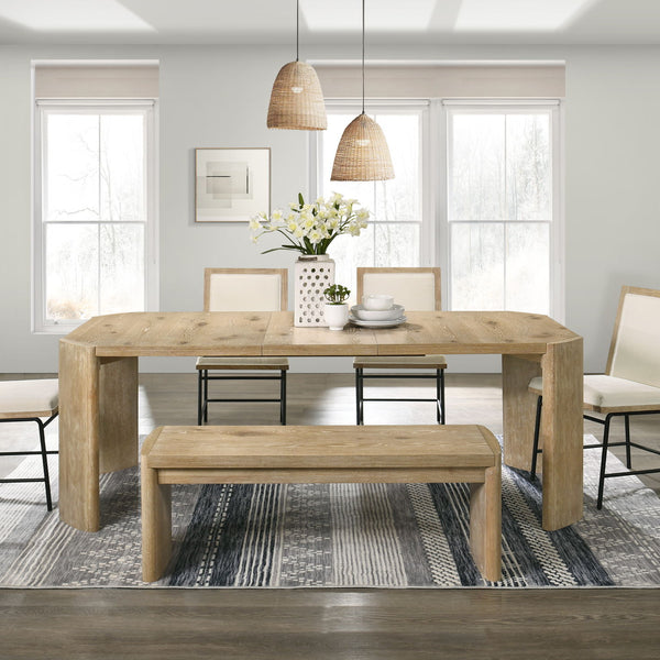 Magnus - 6 Piece Extendable Rectangular Dining Table Set With Dining Bench - Oak