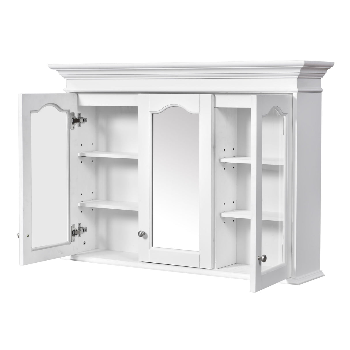 Medicine Cabinet With Mirror Door And Adjustable Shelves, Wall-Mounted Bathroom Storage Cabinet - White