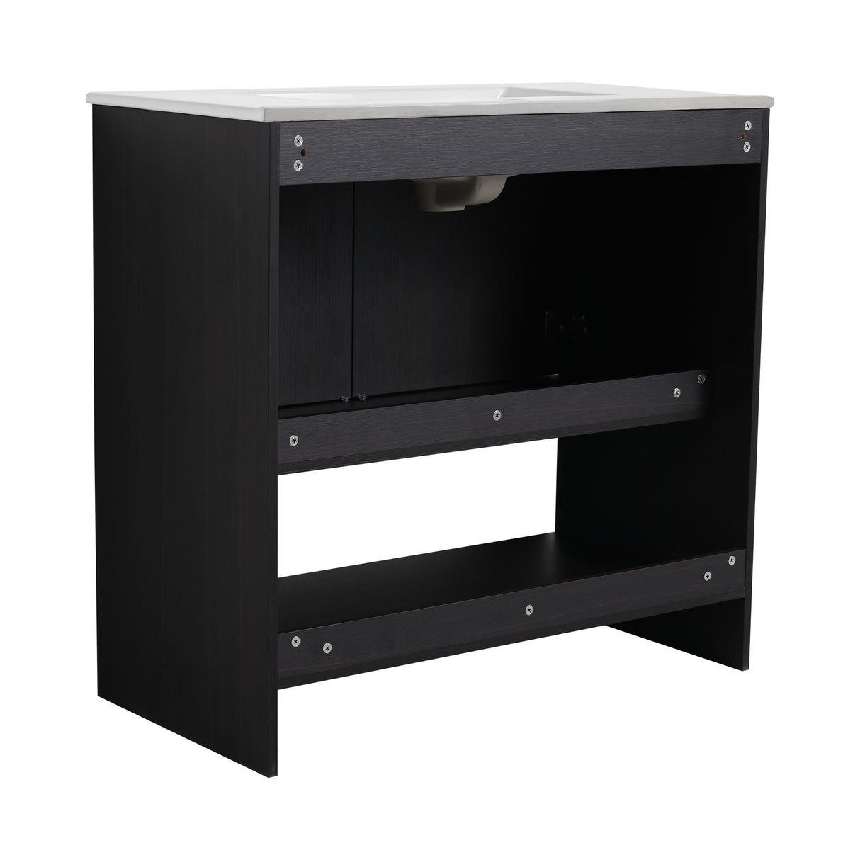Modern Bathroom Vanity With Ceramic Sink, Freestanding Cabinet, Soft Closing Doors