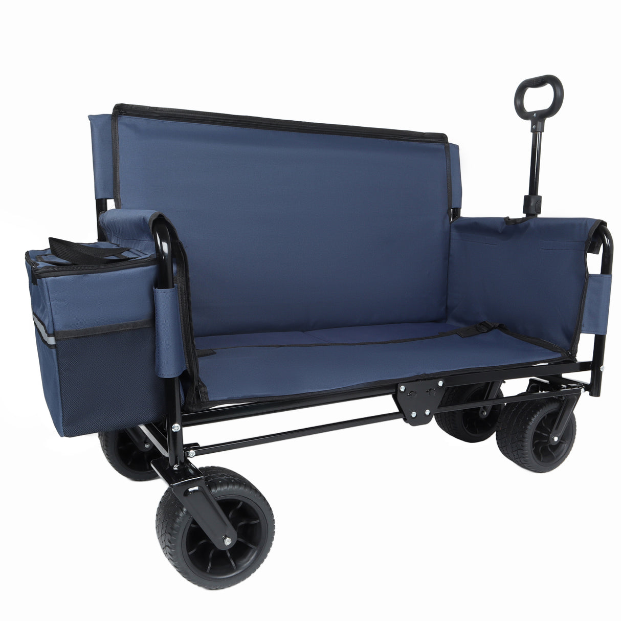 3-in-1 Folding Wagon Cart with Bench Seat & Storage
