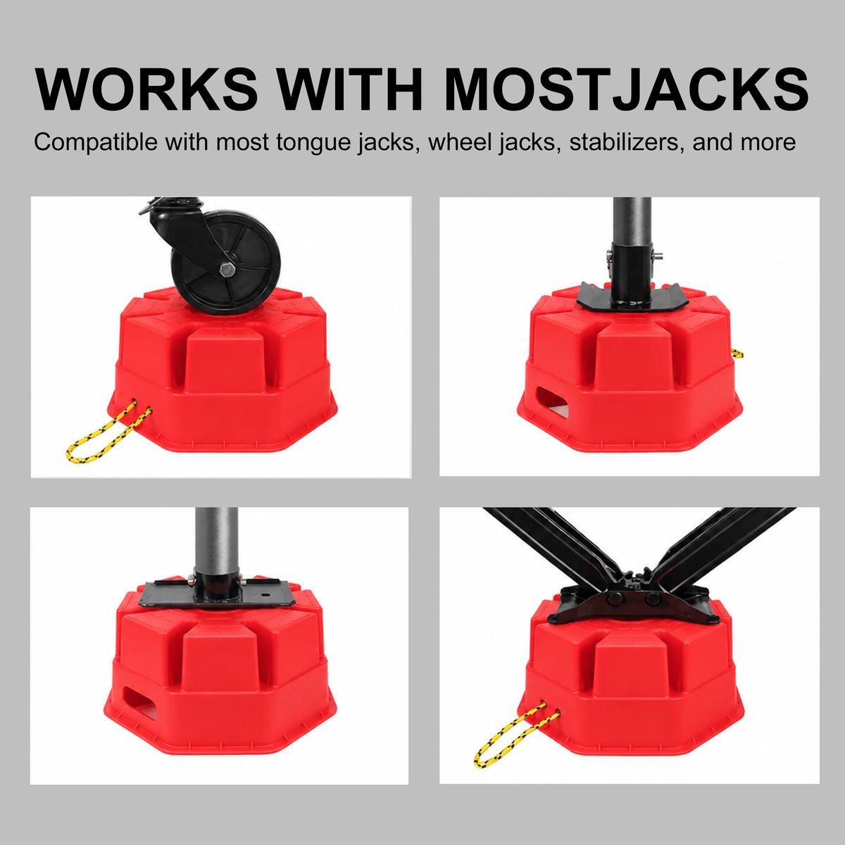 6-Inch RV Jack Block, 2-Pack with Carry Bag and Rope, Red
