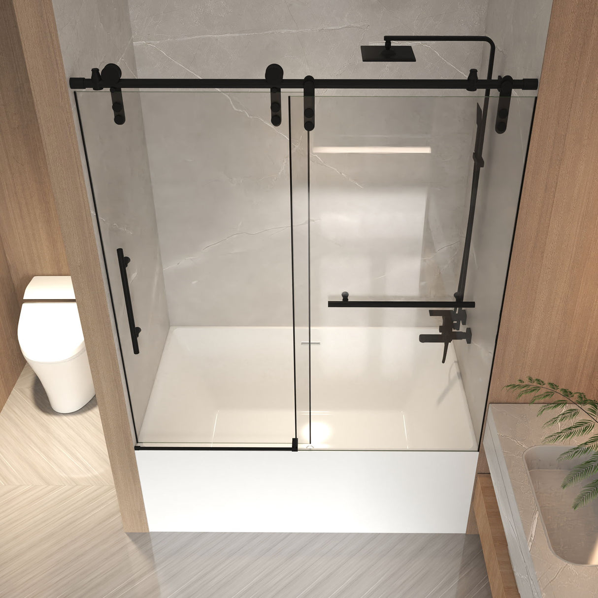 Frameless Sliding Bathtub Door With Frame