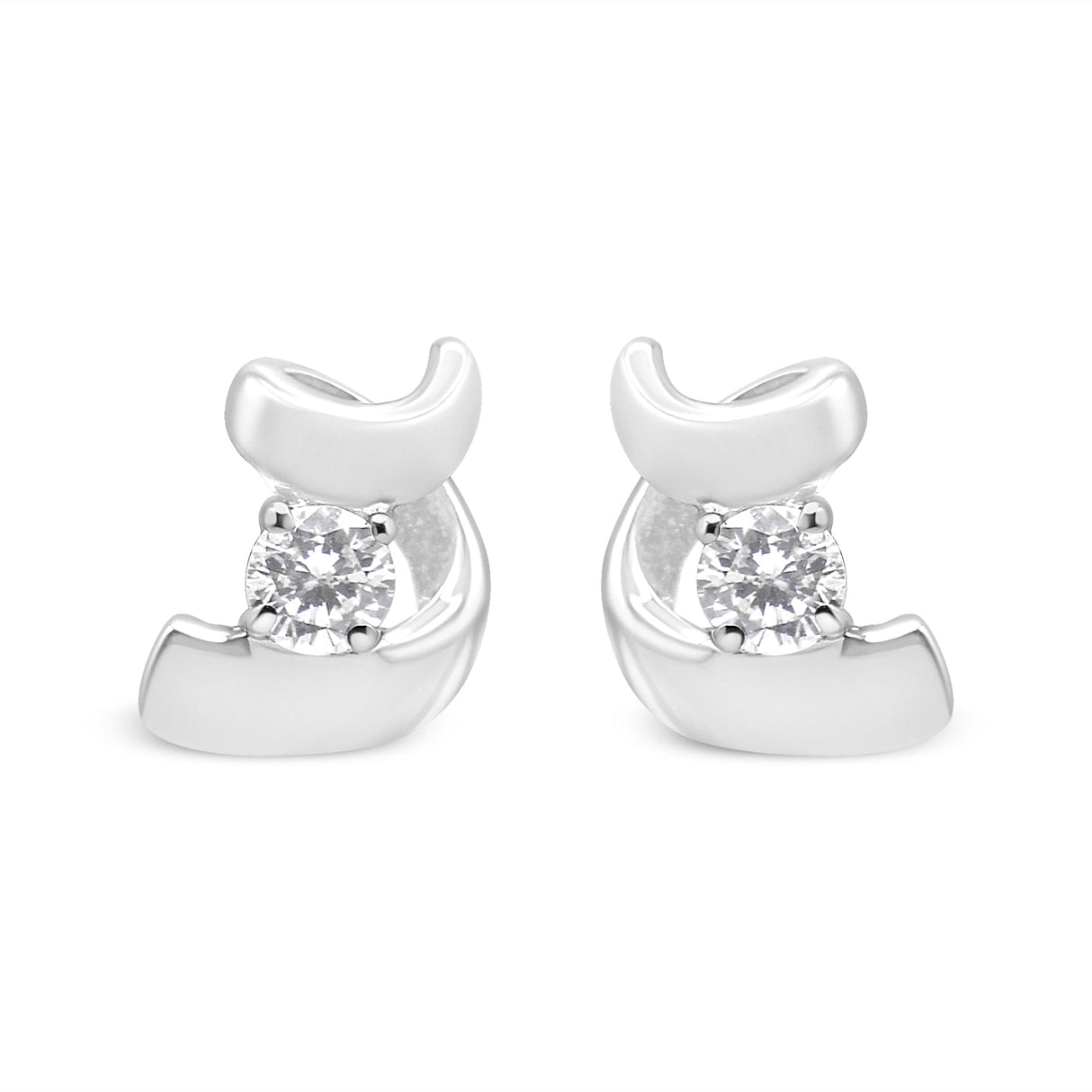.925 Sterling Silver Round Cut Diamond Fashion Stud Earrings (0.10 cttw, I-J Color, I2-I3 Clarity)