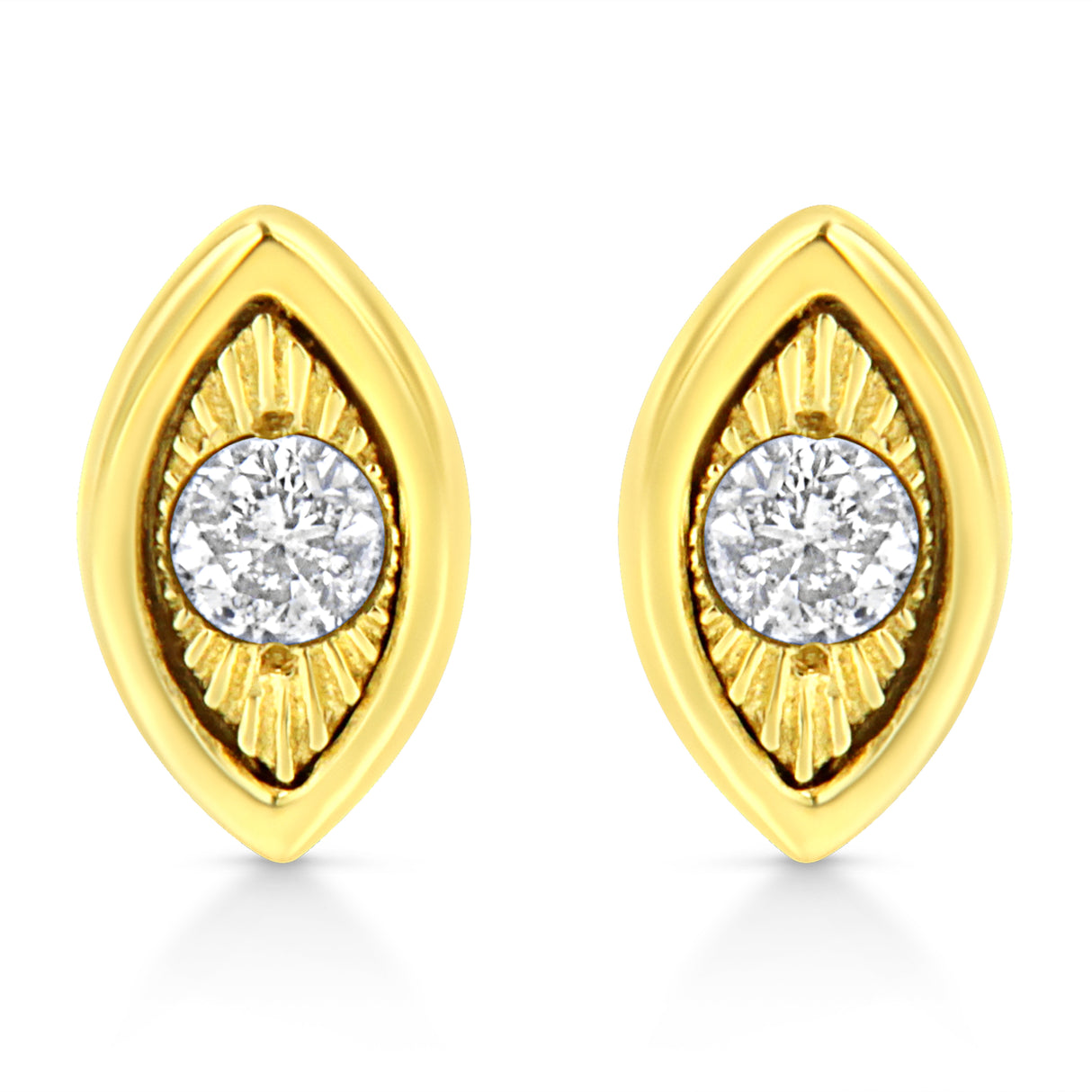 10K Yellow Gold Plated .925 Sterling Silver 1/10 Cttw Miracle-Set Diamond Circle Shape Stud Earrings (K-L Color, I2-I3 Clarity)
