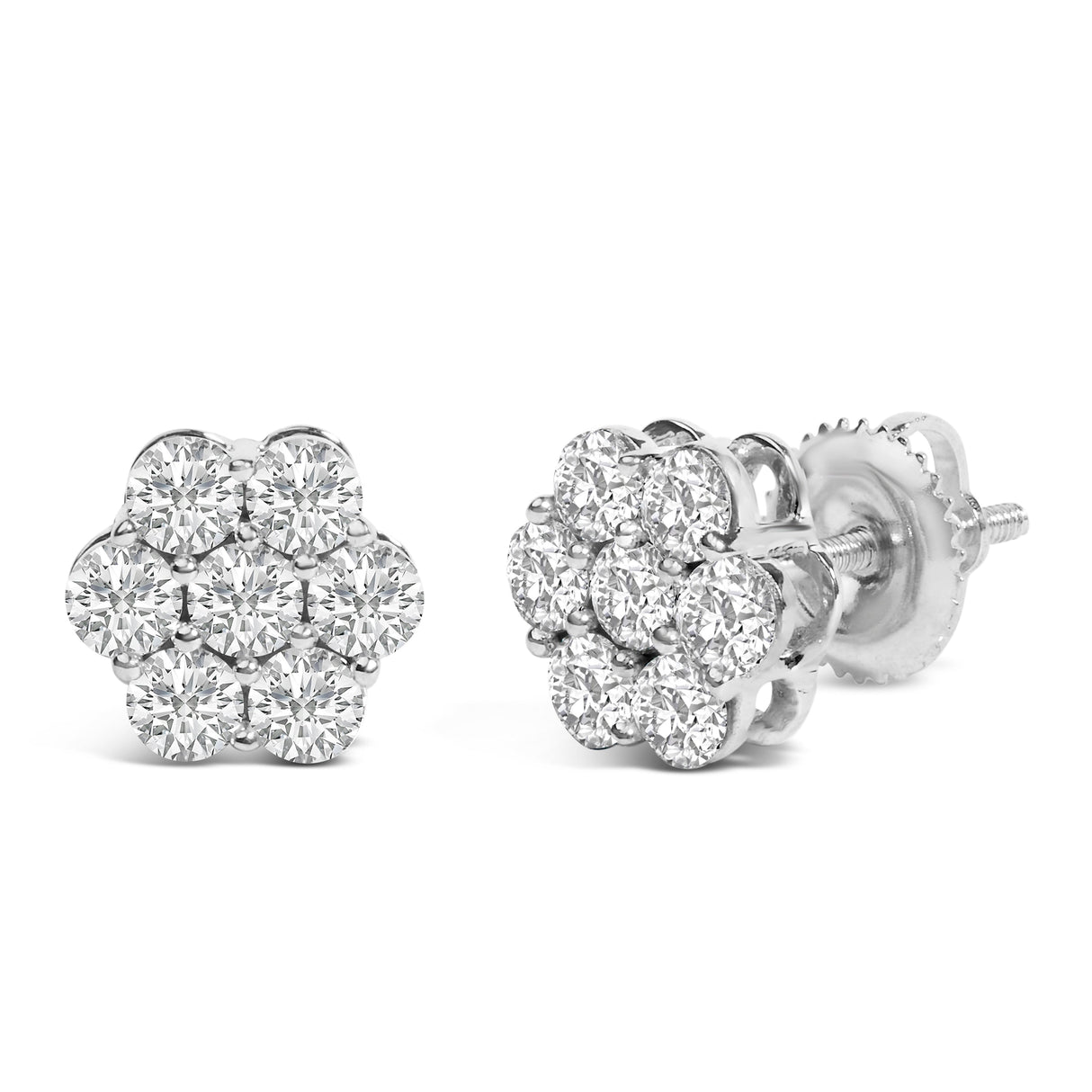 14KT White Gold 1 cttw Diamond Composite Stud Earrings (I-J, SI2-I1)