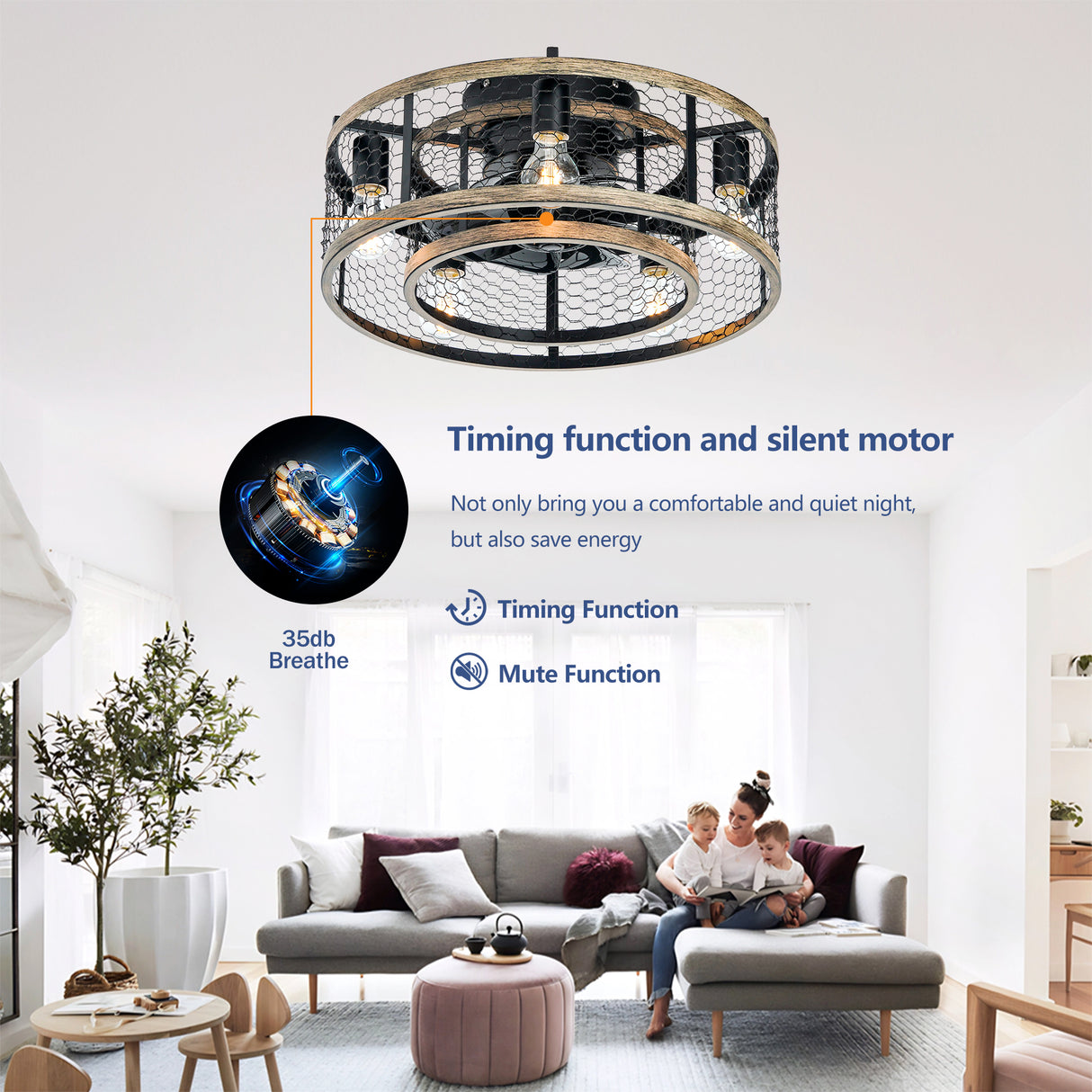 20'' Cage Ceiling Fan With Remote Control
