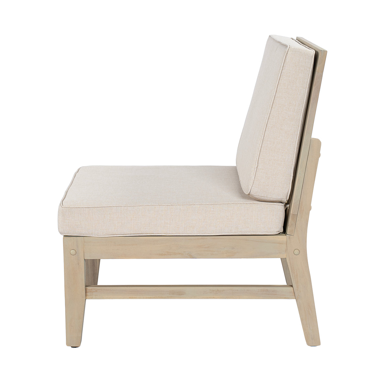 Perla Right Armless Chair in Acacia Wood