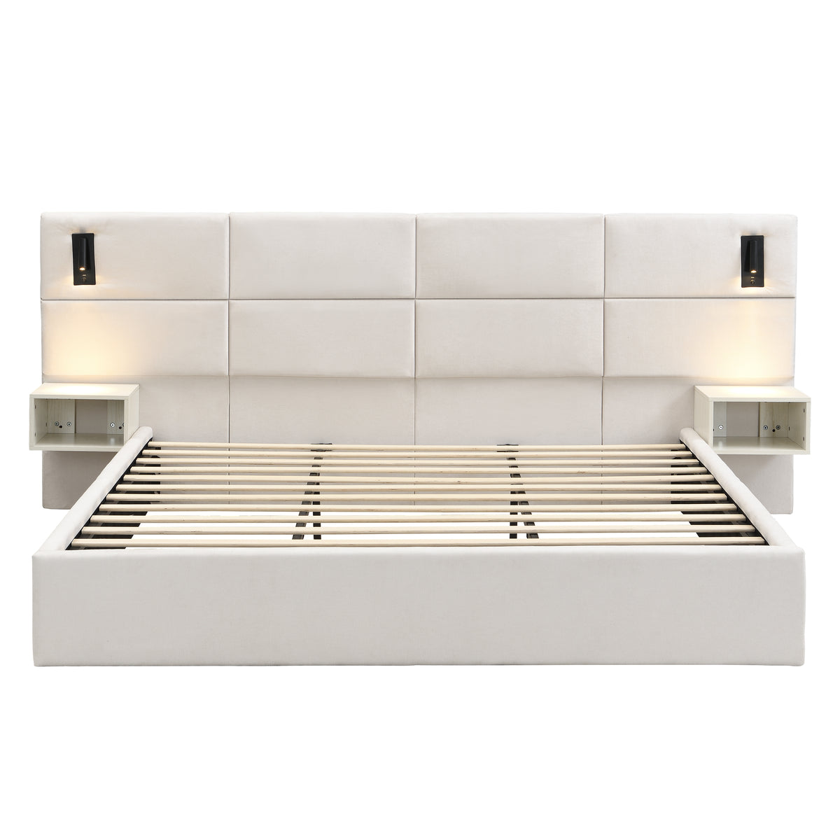 Soft, Comfortable, Luxurious Upholstered Smart Bed with Reading Light - King