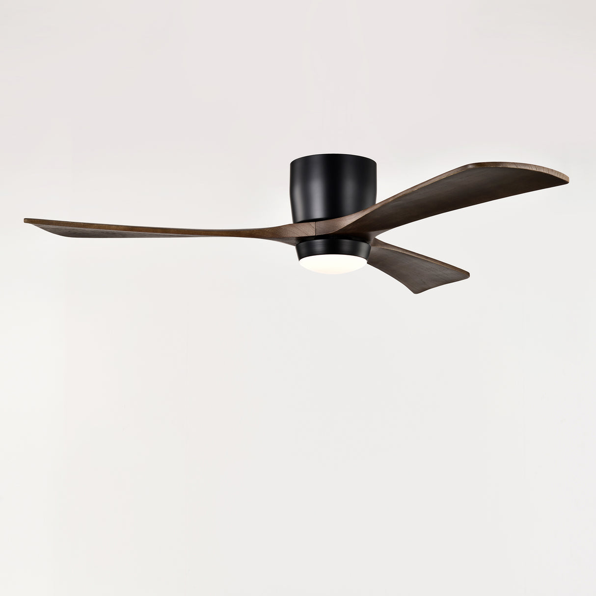 52" Flush Mount Solid Wood Blades Ceiling Fan with Lights Remote Control