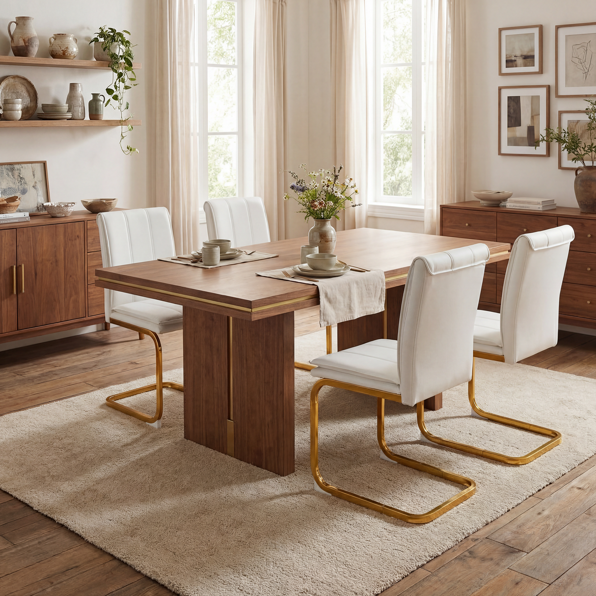 Modern Dining Chairs Set of 4, PU Leather