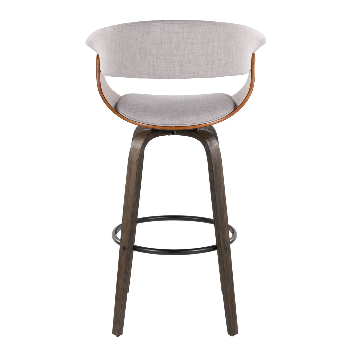 Vintage Mod - Mid Century Modern Fixed Height Barstool With Swivel & Round Footrest (Set of 2)
