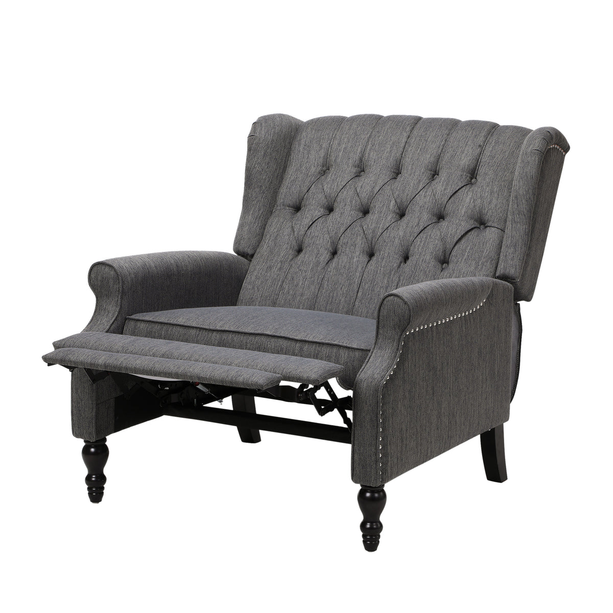 Oversized Tufted Wingback Fabric Push Back Recliner