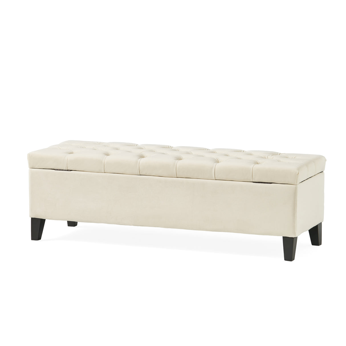Button Tufted and Diamond Stitched Storage Ottoman