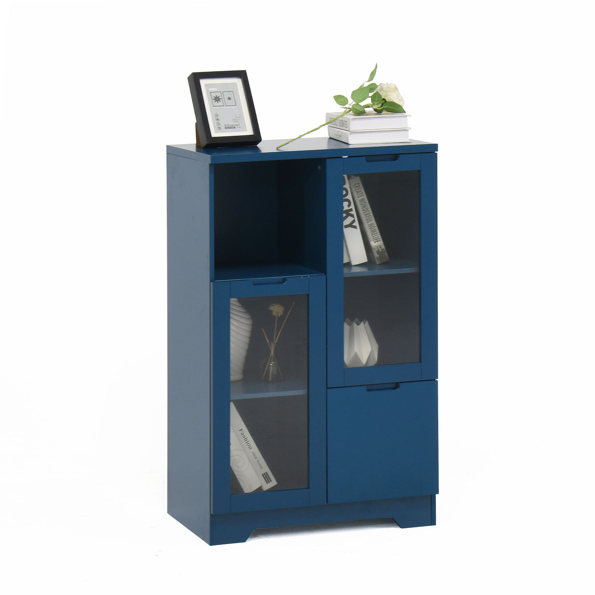 Modern Cabinet With Glass Doors And Drawer