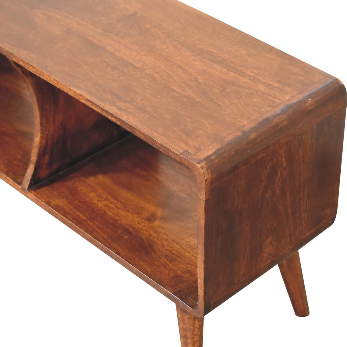 Solid Wood Curved Chestnut Media Unit